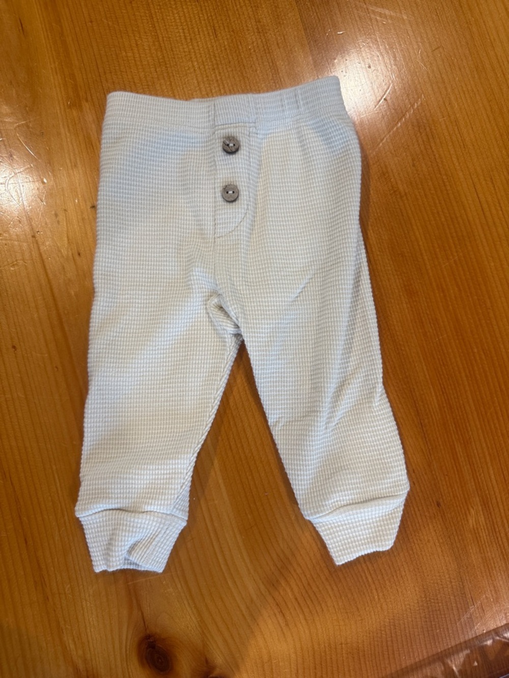 Quincy Mae Light Blue Waffle Knit Baby Pants